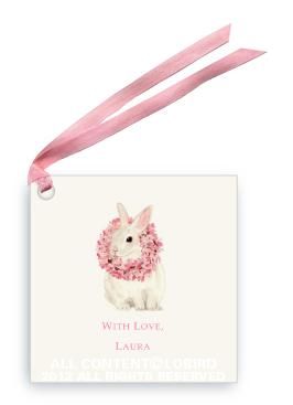 White Rabbit with Magnolia Wreath