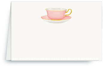 pink tea cup placecard