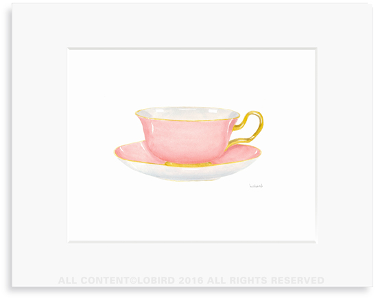 pink tea cup print