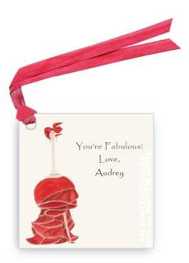 Ostrich in Red Gown - Audrey